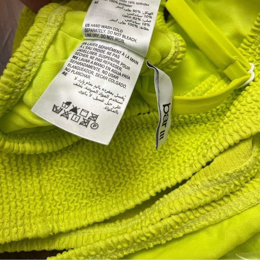 Bar III Cut Out One Piece Swimsuit Size S Chartreuse Lime Green Neon Monokini - Picture 10 of 16